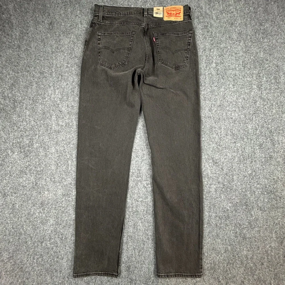 Levi's 505 Regular Straight Jeans Men 33x34 Washed Black Stretch Denim Pants